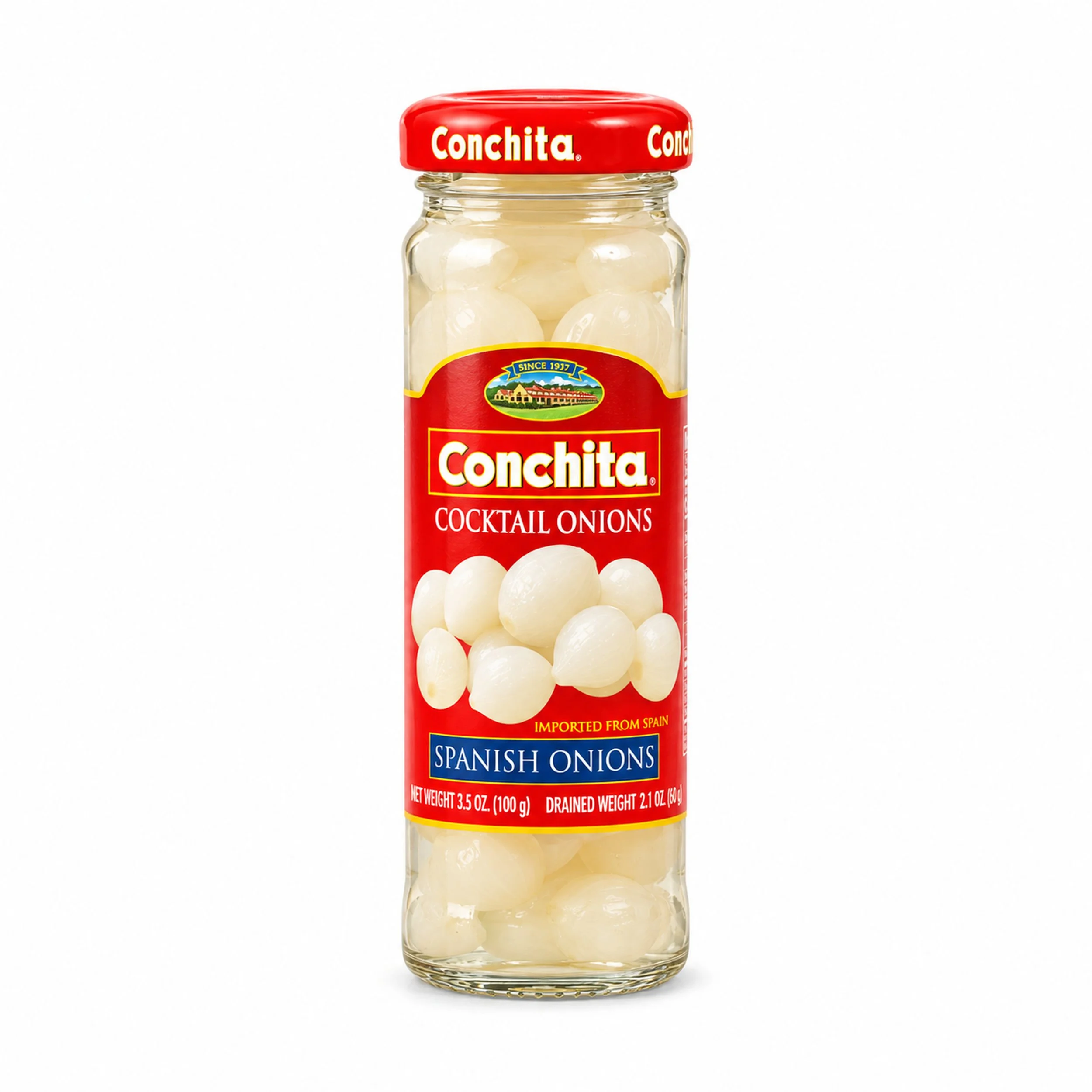 Conchita Pickled Spanish Cocktail Onions (Cebollitas) 3.5 oz jar, front view