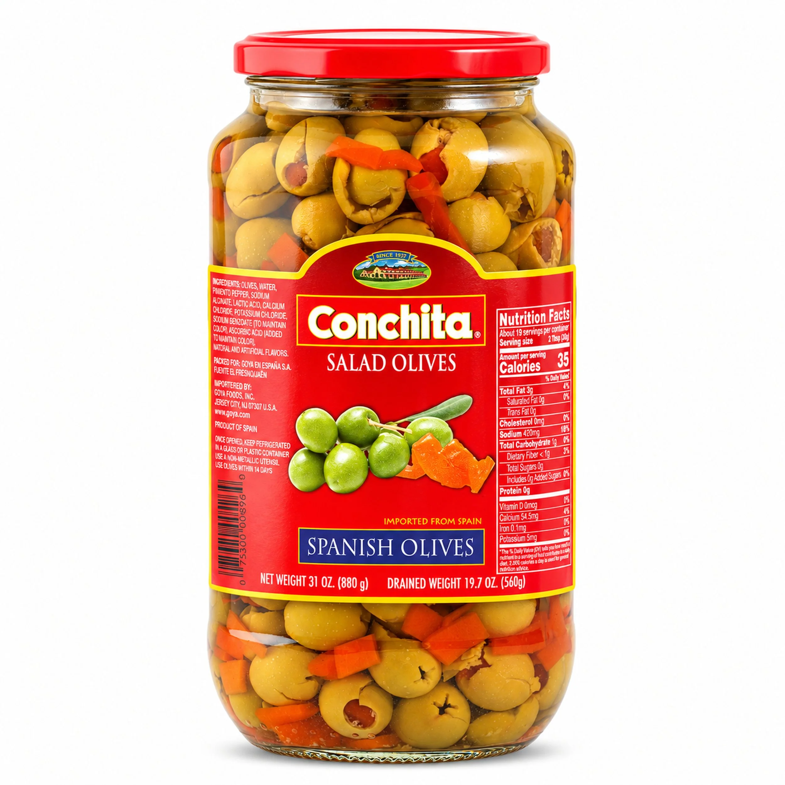 Conchita Spanish Salad Olives (Aceitunas para Ensalada) 31 oz, front view