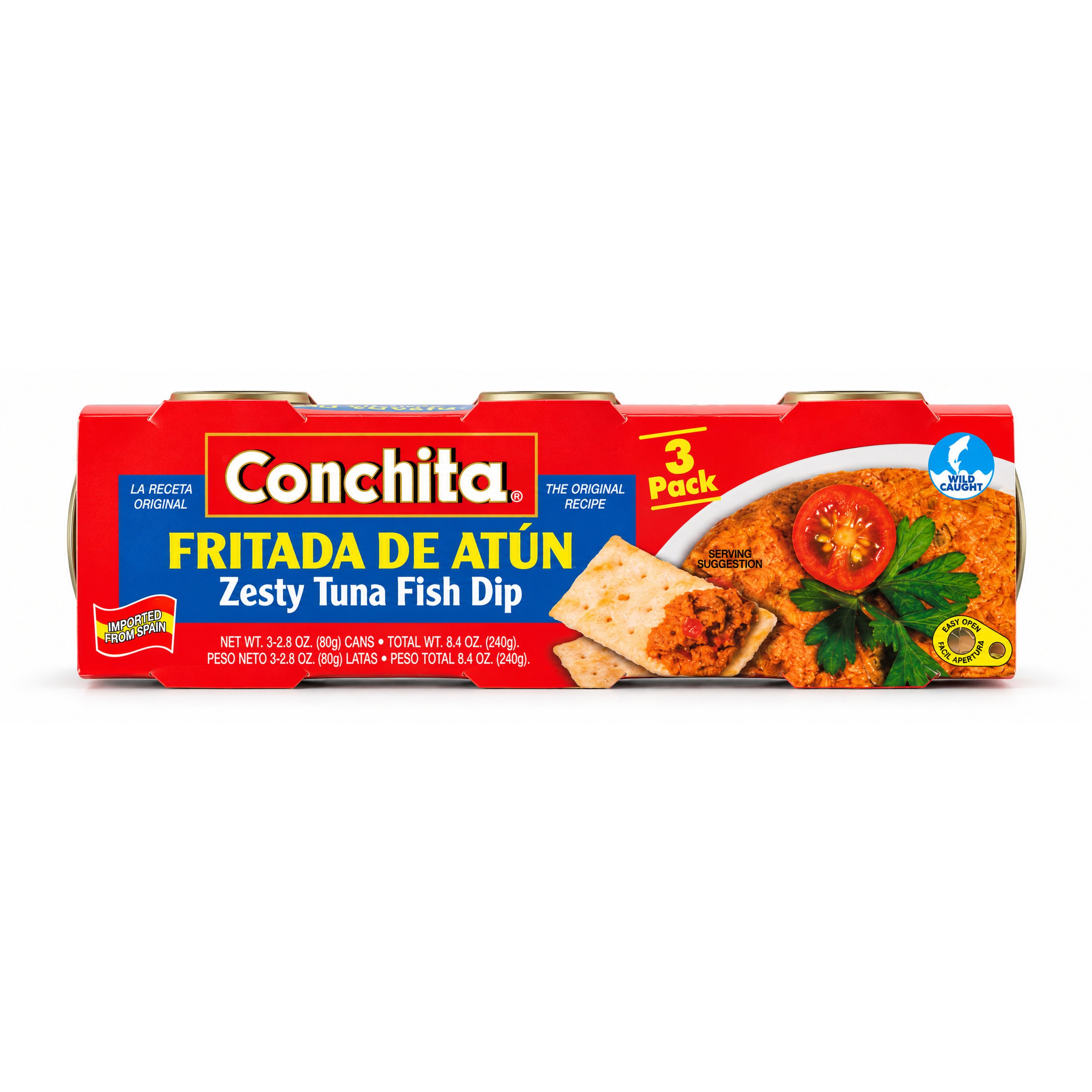 Conchita Zesty Tuna Fish Dip (Fritada de Atún) 3-pack of 2.8 oz cans, front view