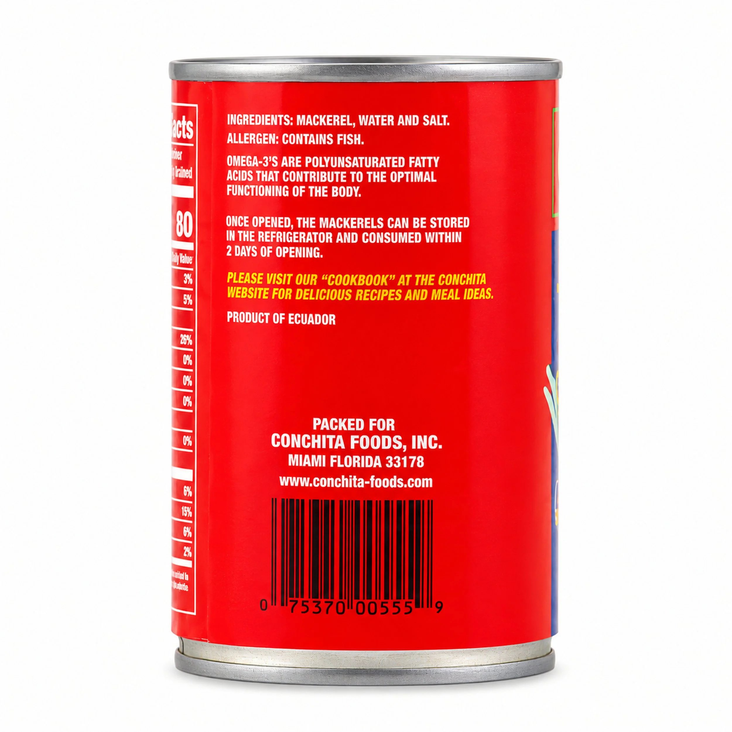 Conchita Jack Mackerel (Macarela) 15 oz can, back label view