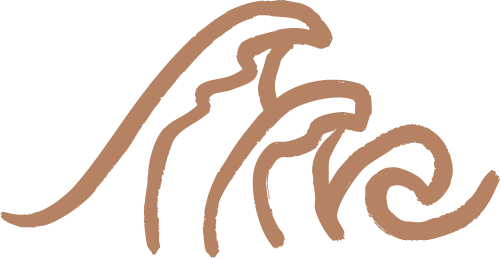 Line-drawn orange ocean waves illustration