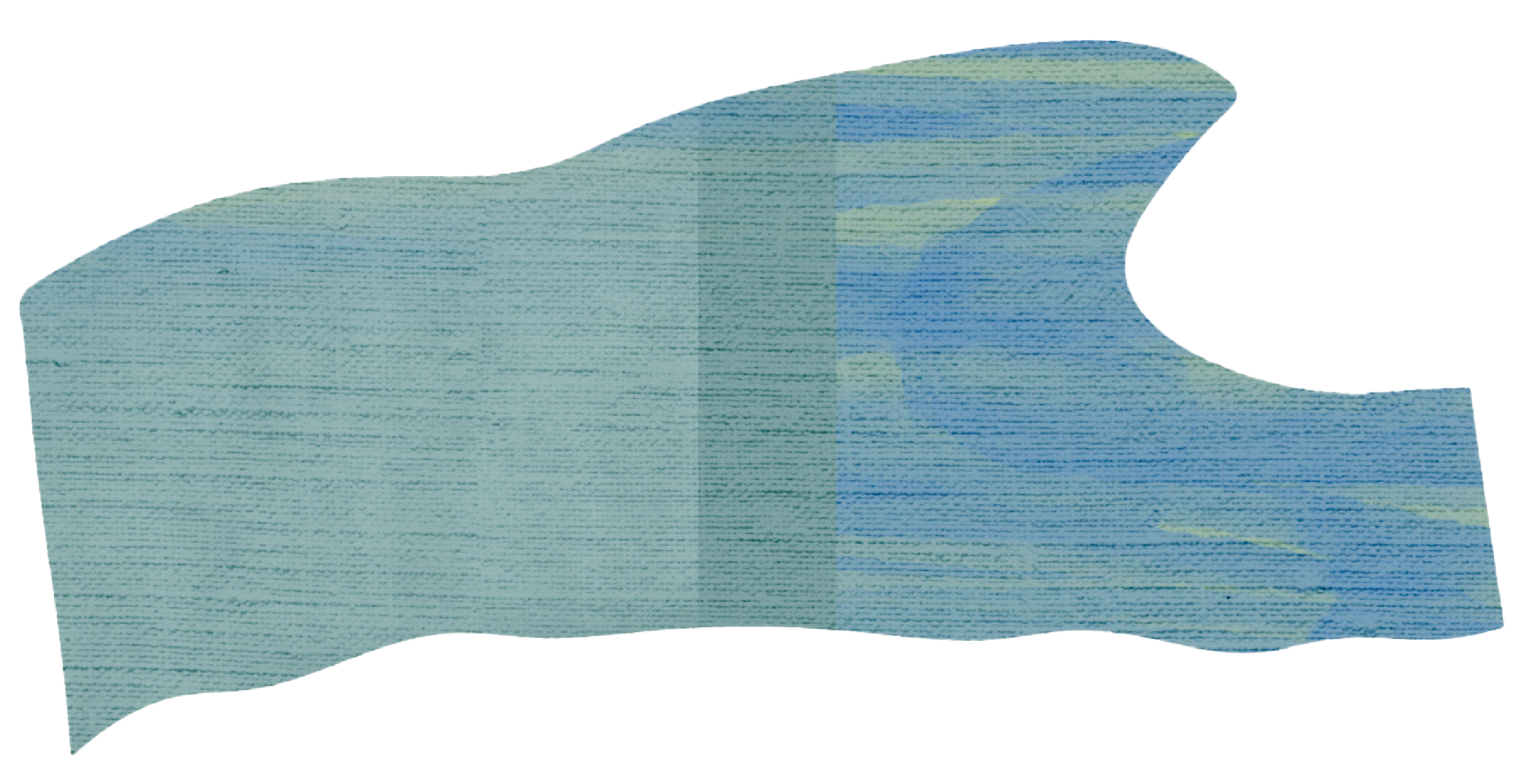 Textured hand-drawn irregular blue ocean wave shape