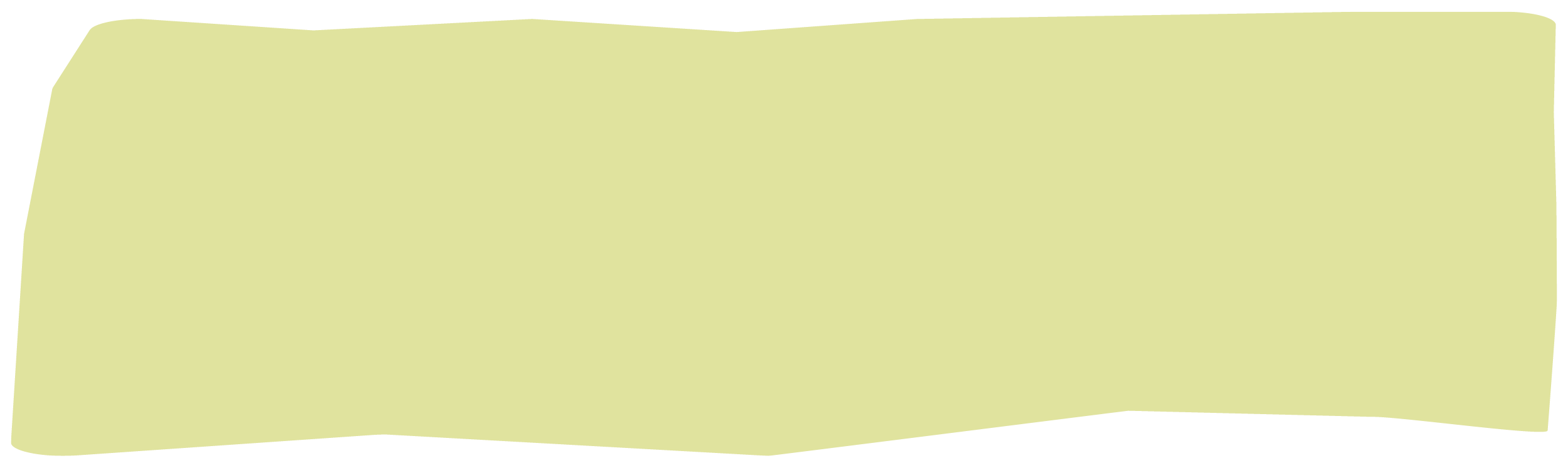 A rectangular, pale yellow sign with a slightly irregular shape.
