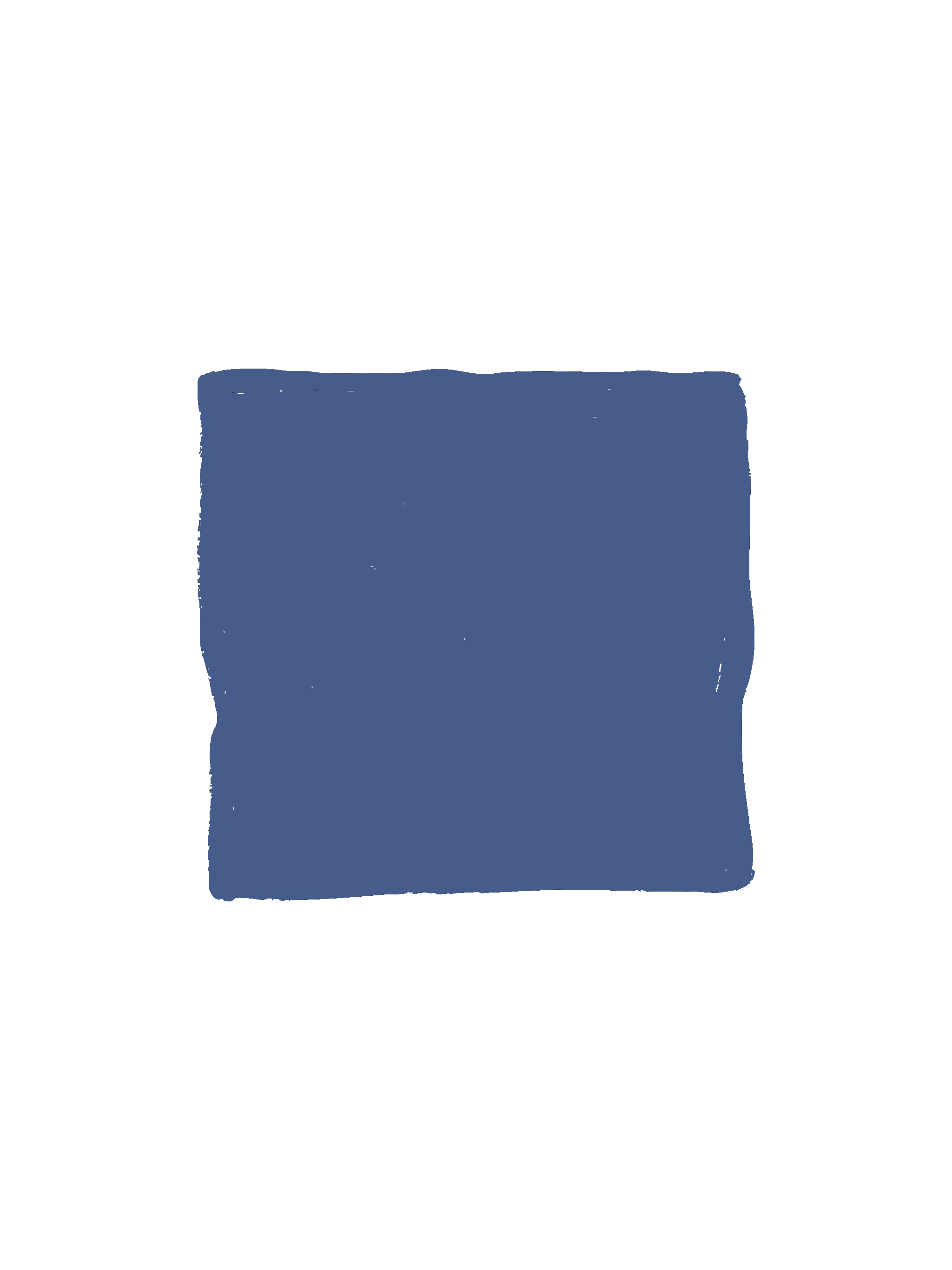 A drawing of a blue square with waves inside and a slightly textured surface.