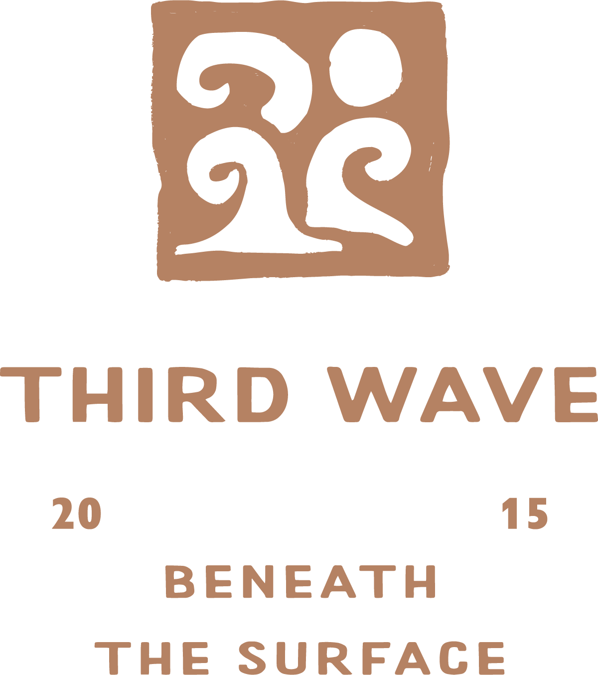 Logo for Third Wave, featuring a stylized black and brown design with the text 'THIRD WAVE' and the phrase 'BENEATH THE SURFACE' below.