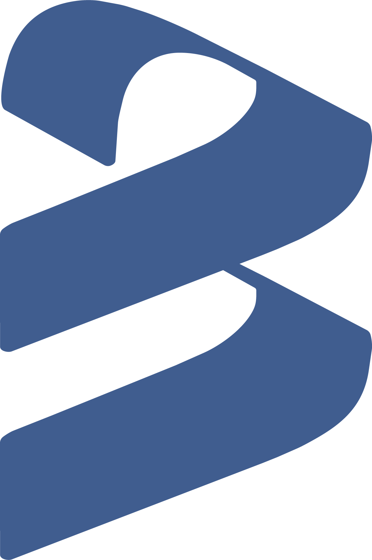 Abstract illustration of a quotation mark in blue with a black background.