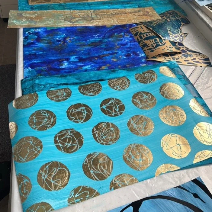 A new piece always begins with making my own collage papers. I like starting this way &mdash; building the colors, textures, and gold leaf elements that will eventually find their place in the final artwork. It&rsquo;s a quiet, steady part of the pro