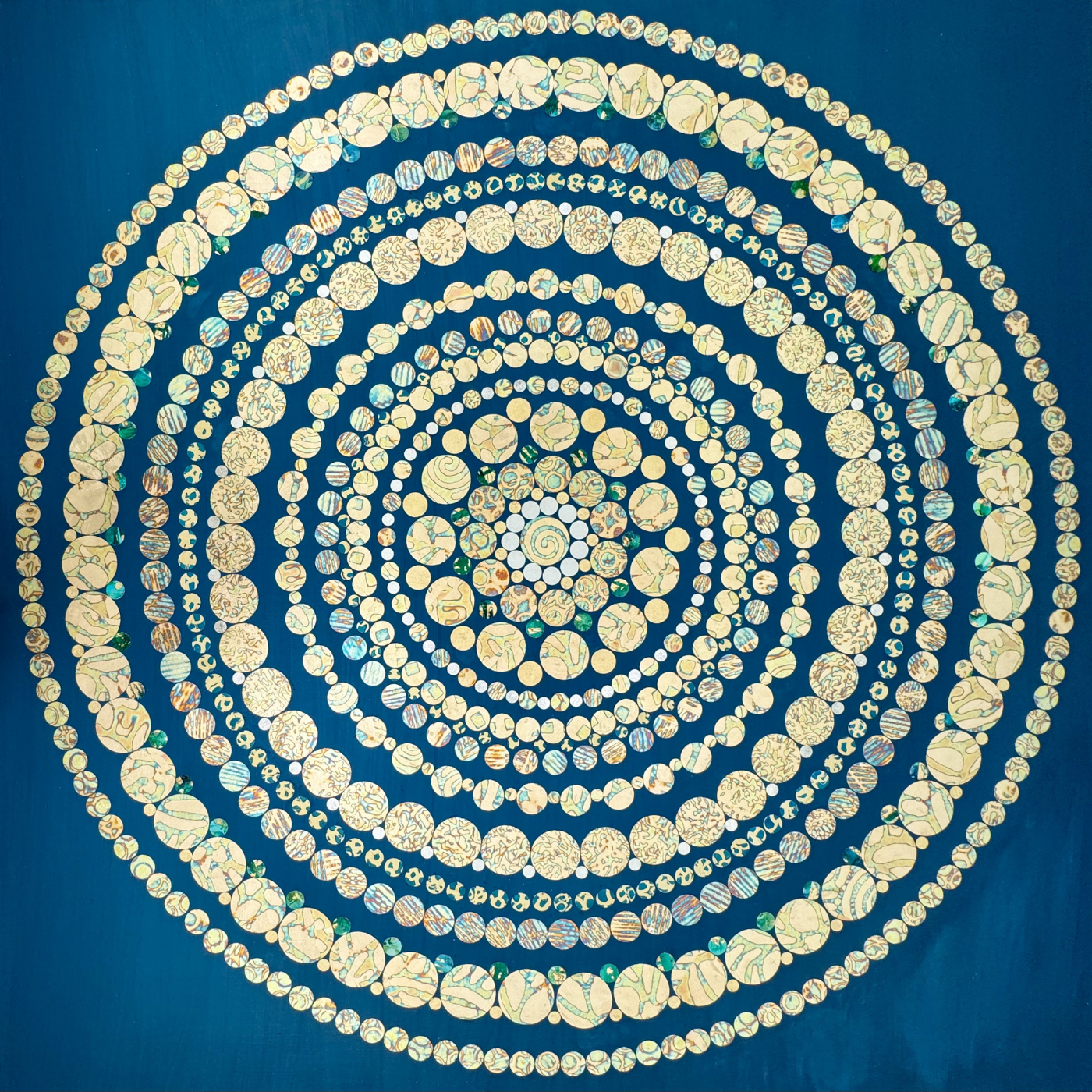 Sunburst, 47x47, MM with Gold Leaf on Board with Resin, $7,900