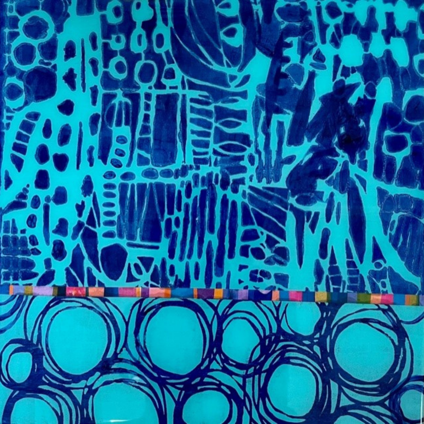 Blue Circles I, 12x12, MM with Resin on Board, $850