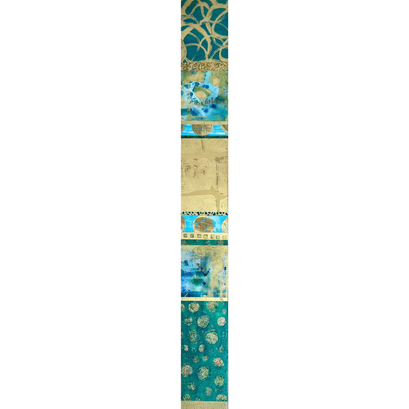 Emerald, 60x7, MM with Gold Leaf and Resin on Board, $2,400