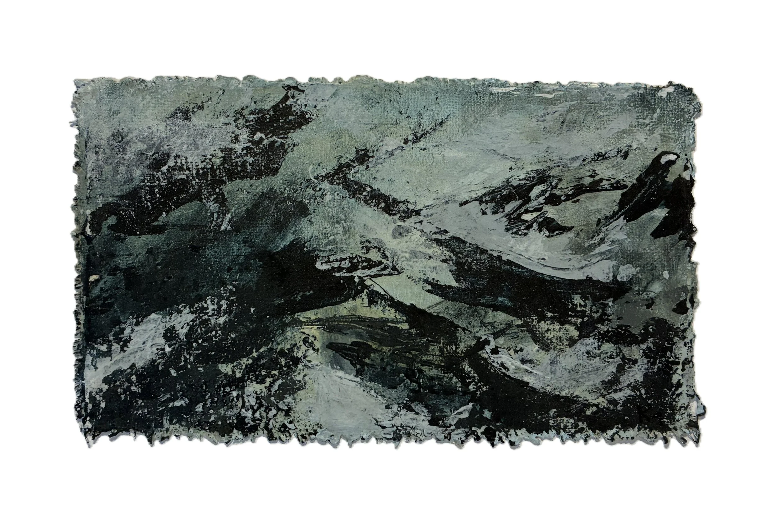 The Pause Before Recognition 02, Dimensions: 7"x45", Acrylic and pumice, 2025