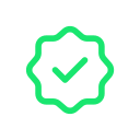 Green check mark inside a green-bordered badge