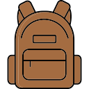 Brown backpack with multiple compartments and zippers