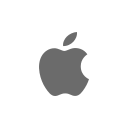 Gray Apple logo on a black background
