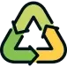 Recycling symbol with green and yellow arrows