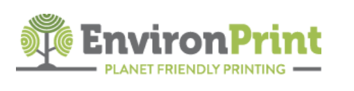 EnvironPrint logo with a tree graphic and green text reading "EnvironPrint" and "Planet Friendly Printing"
