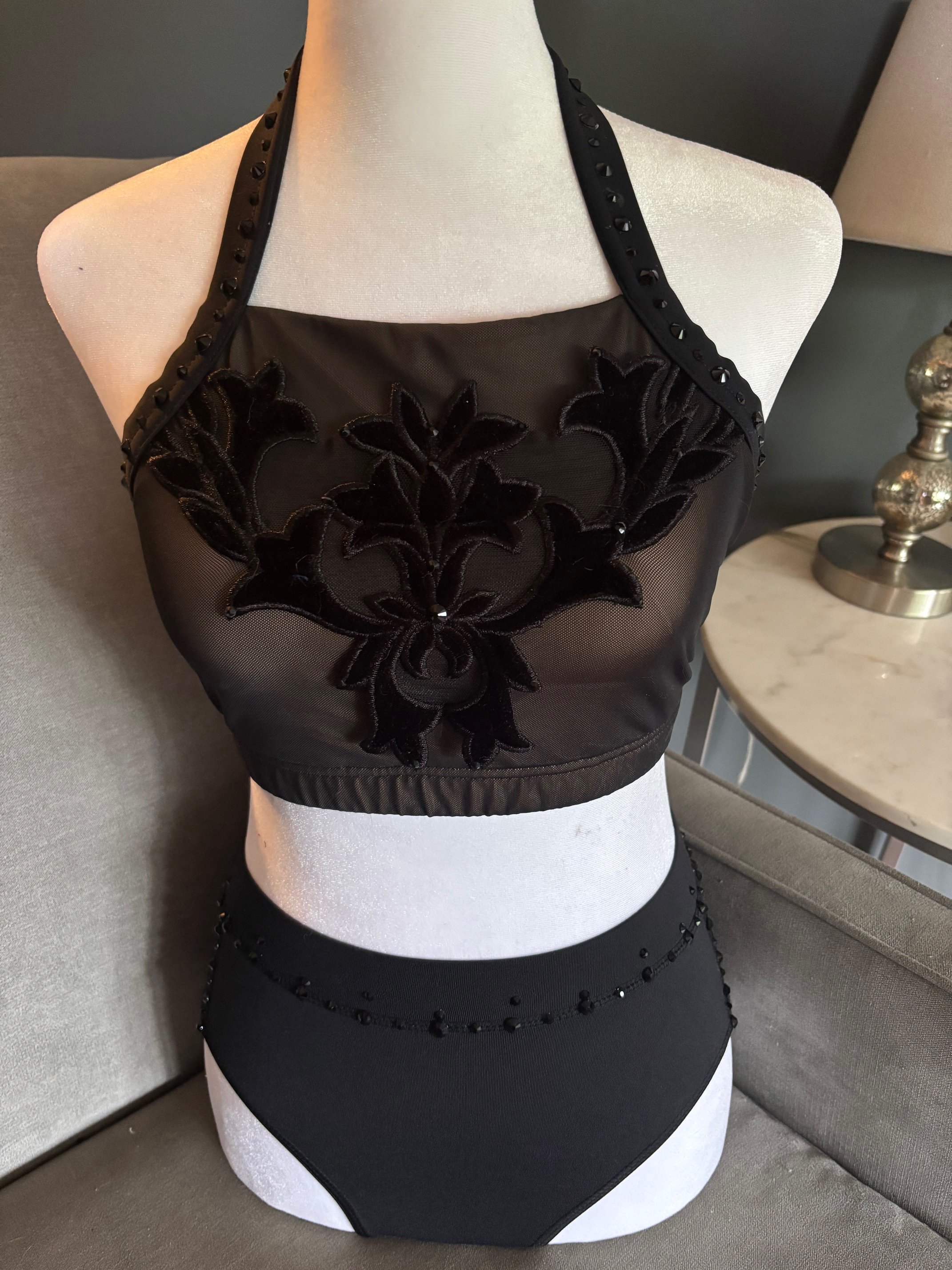 Adult XS black and gray/mesh contemporary costume