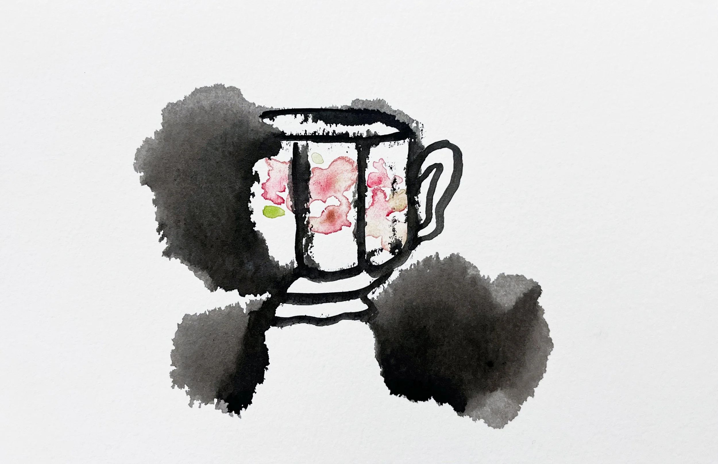 "Old Soul IV," 2024, ink and watercolor on paper, 5 x 8 in.