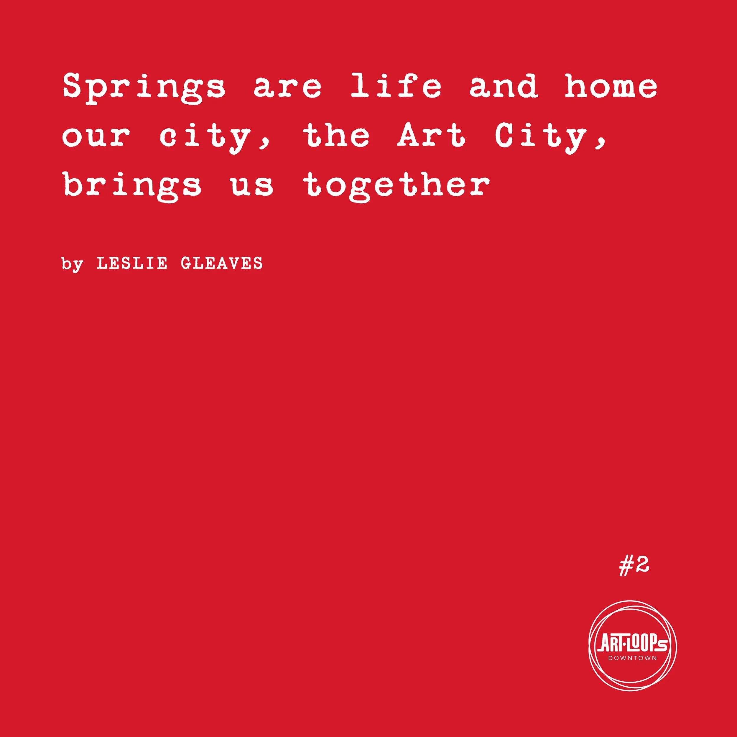Sidewalk poem installation #2 featuring a haiku about Springville as home and the Art City by Leslie Gleaves.