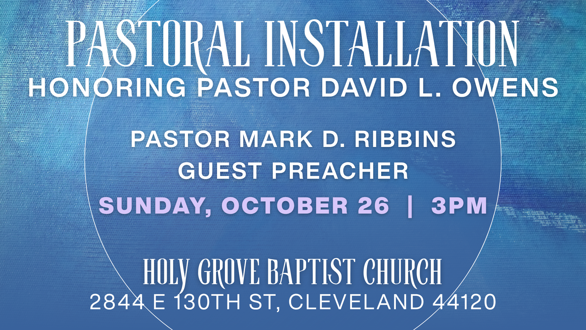 Holy Grove Pastoral Installation
