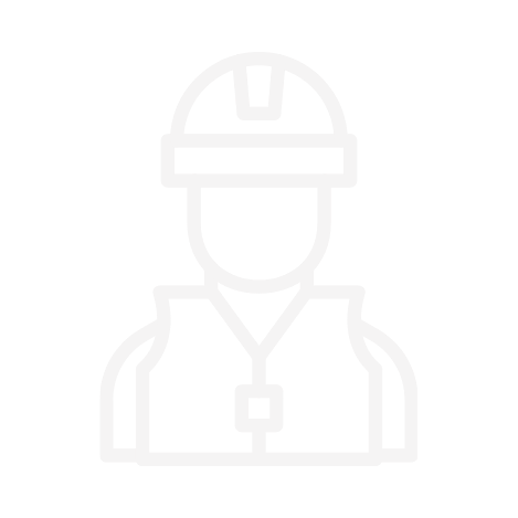 Icon of a construction worker wearing a helmet and safety vest.