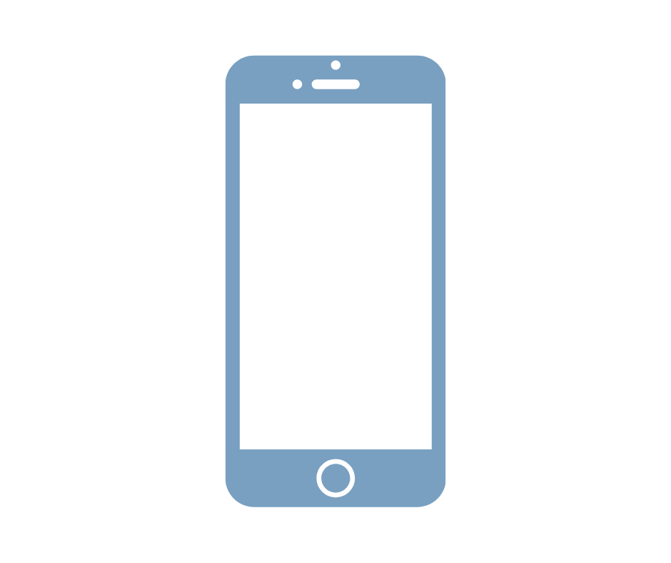 Digital illustration of a smartphone with a blue outline and a black screen.