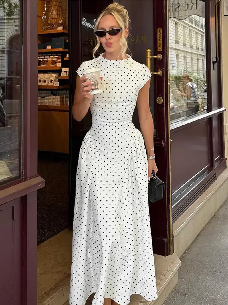 Polka Dot Casual Midi Dress
