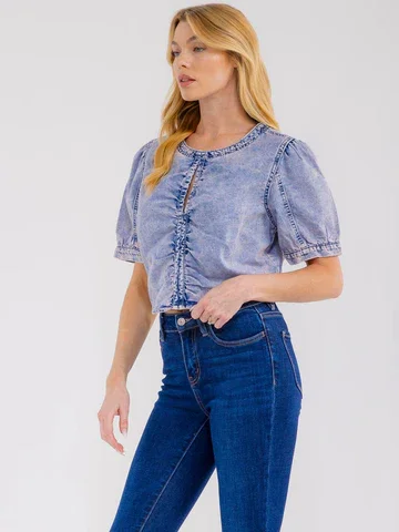 Keyhole Denim Top