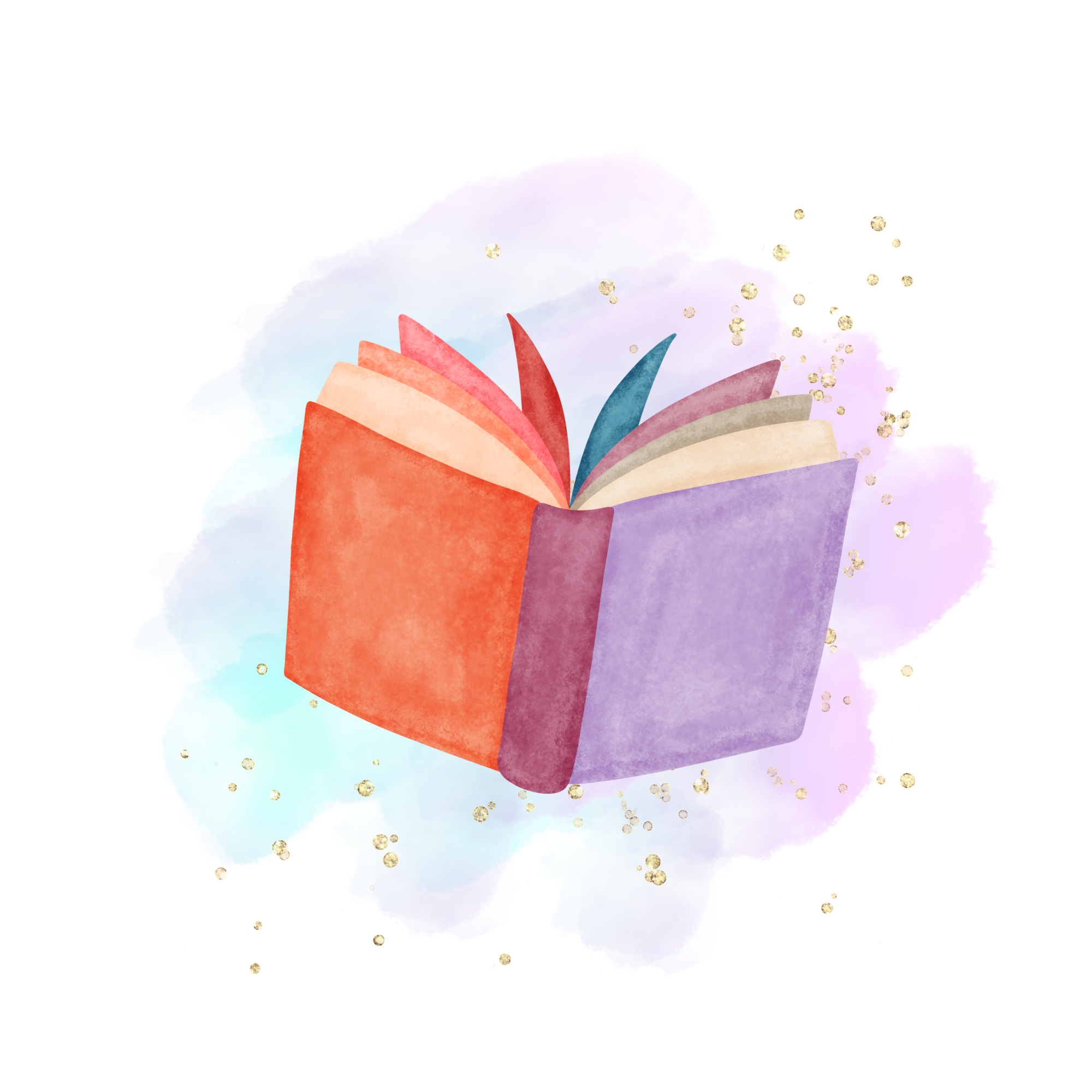 A colorful abstract watercolor background with gold glitter accents.