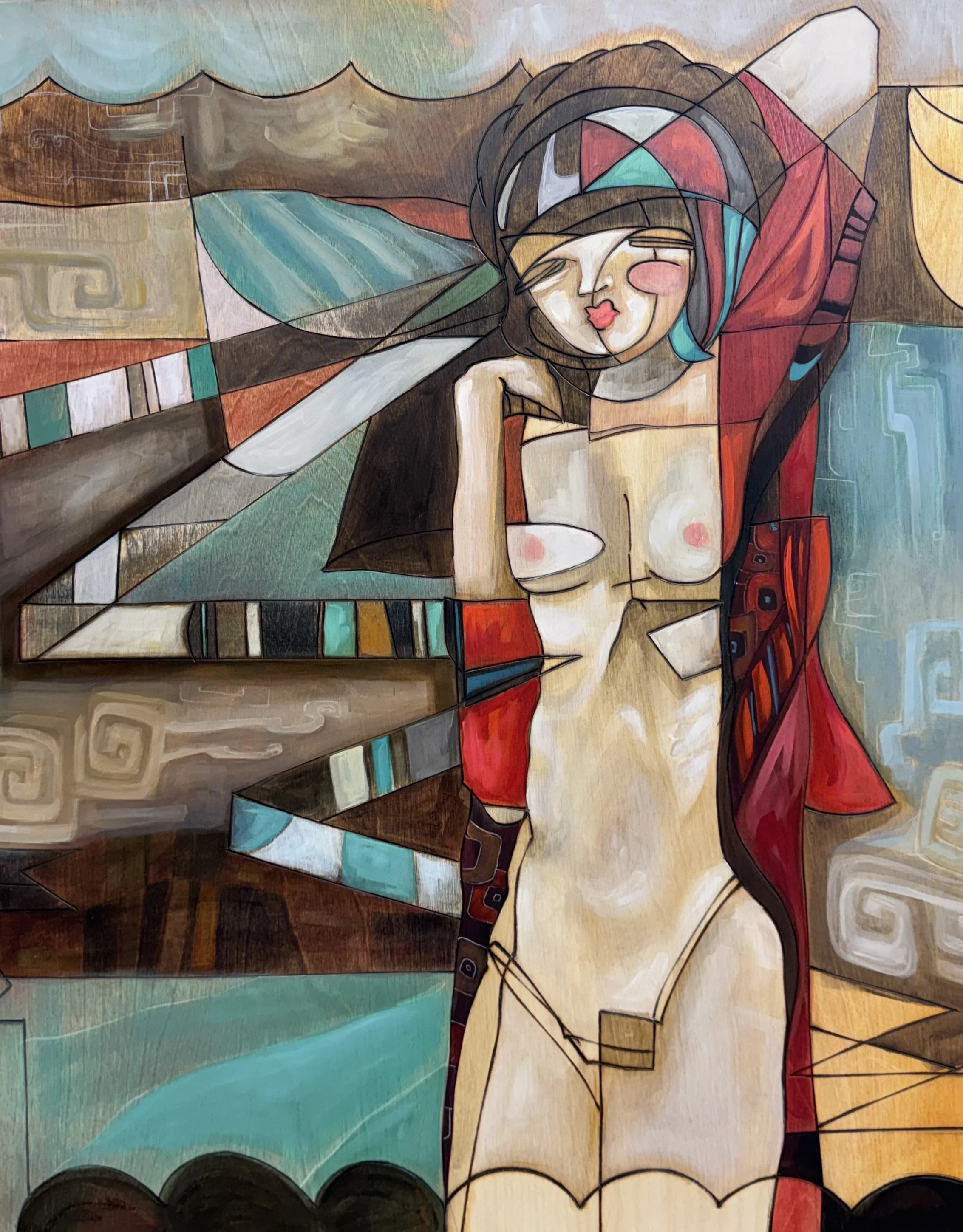 Like Gertie | 24"x30" | Acrylic and woodburning on wood panel