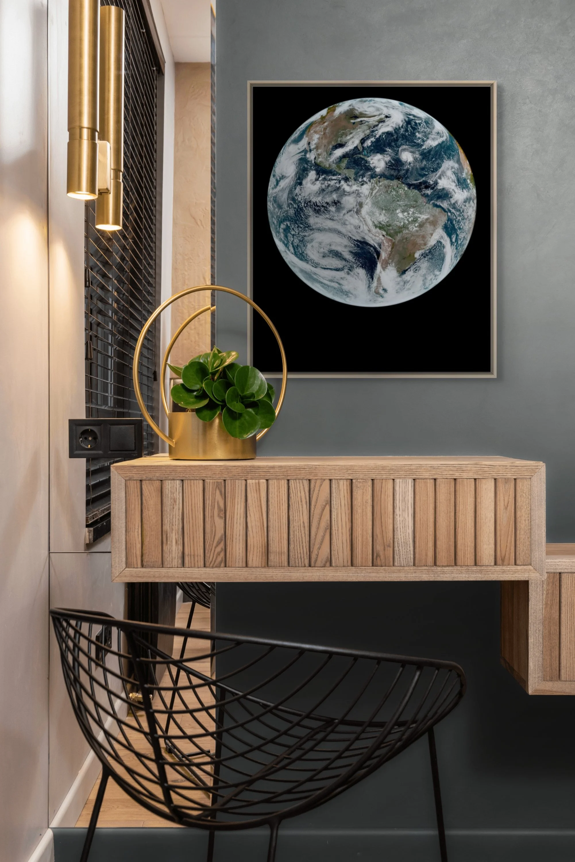 Fine Art Earth Print in Modern Metal Gold Frame - 20x24