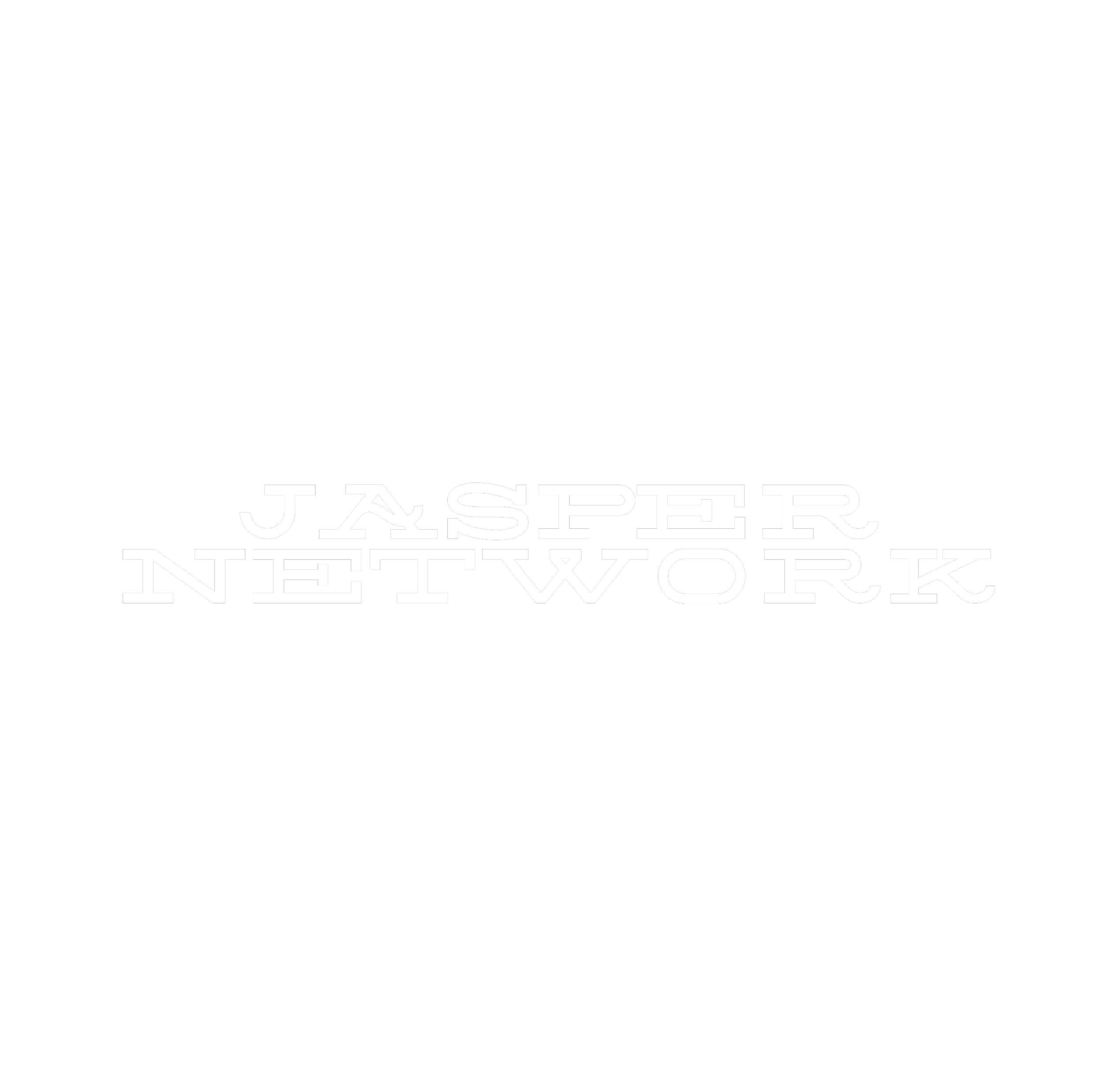 Black book cover with white text reading 'Jasper' and 'The Network' intertwined in a digital font.