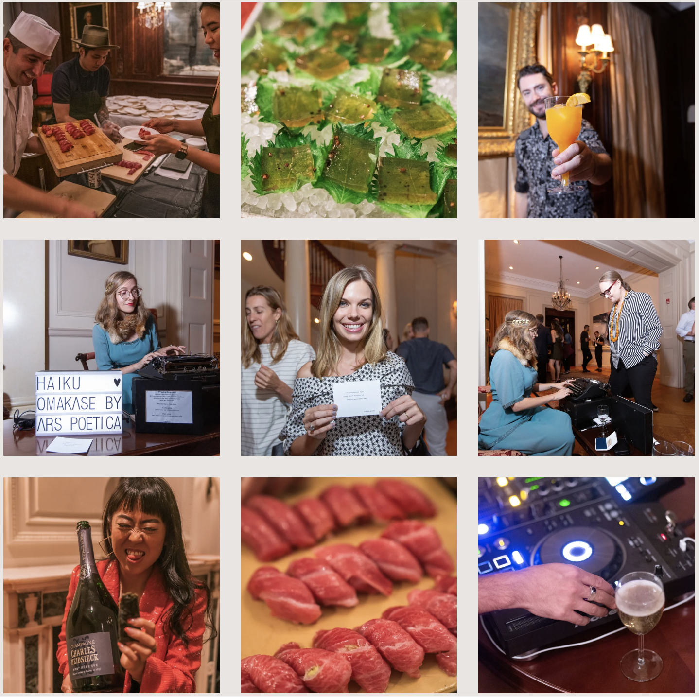 Haiku Review: Typewriter Haiku at Leiti Hsu's Roving Omakase at the American Irish Historical Society in NYC