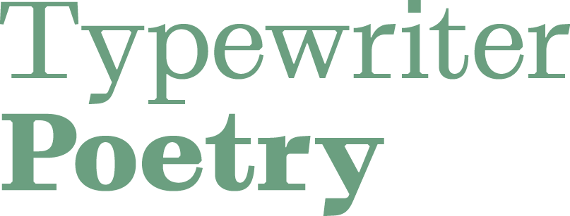 A word cloud with the words 'Typewriter' and 'Poetry' in large green font.
