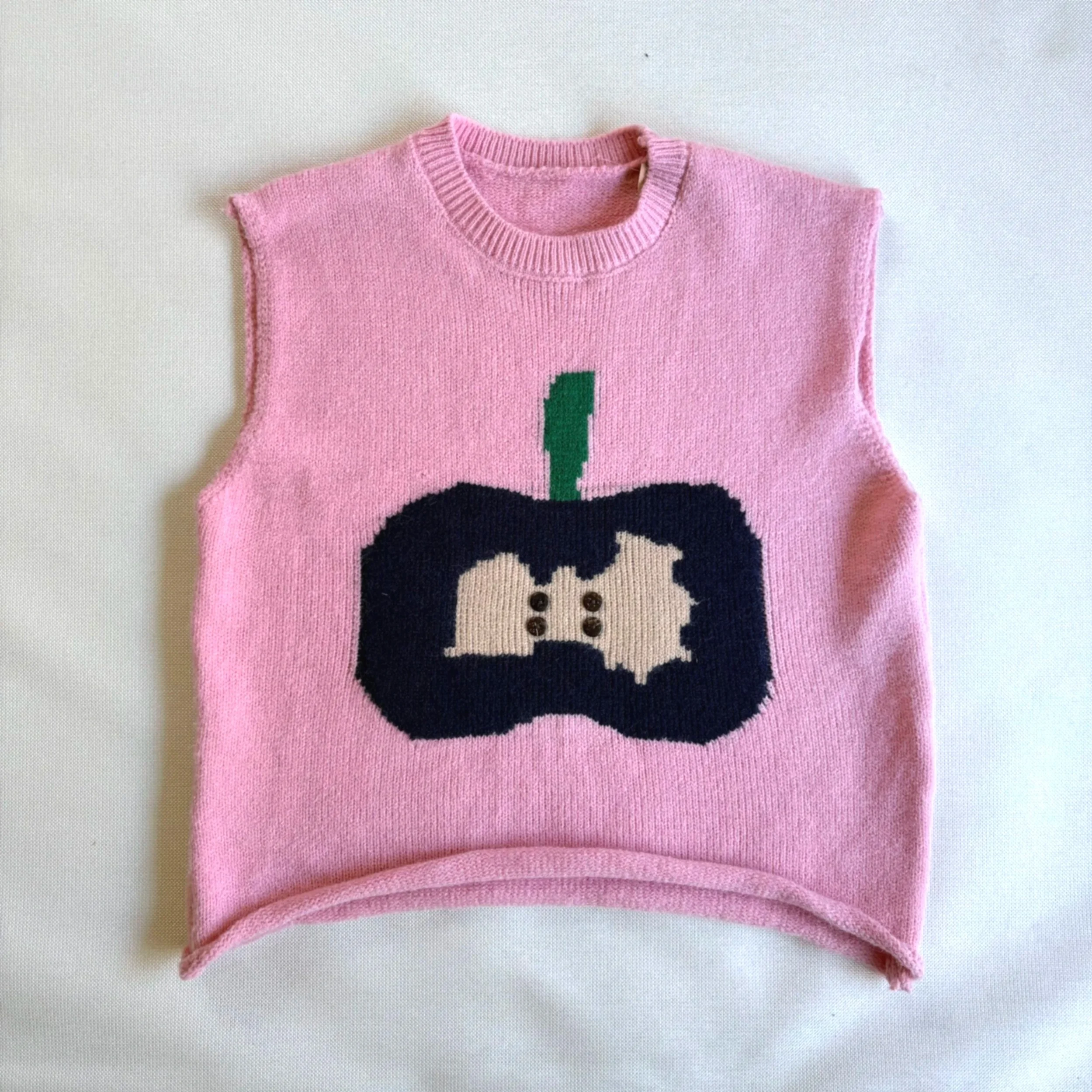 Vintage Style Pink Apple Core Knit Sweater Vest