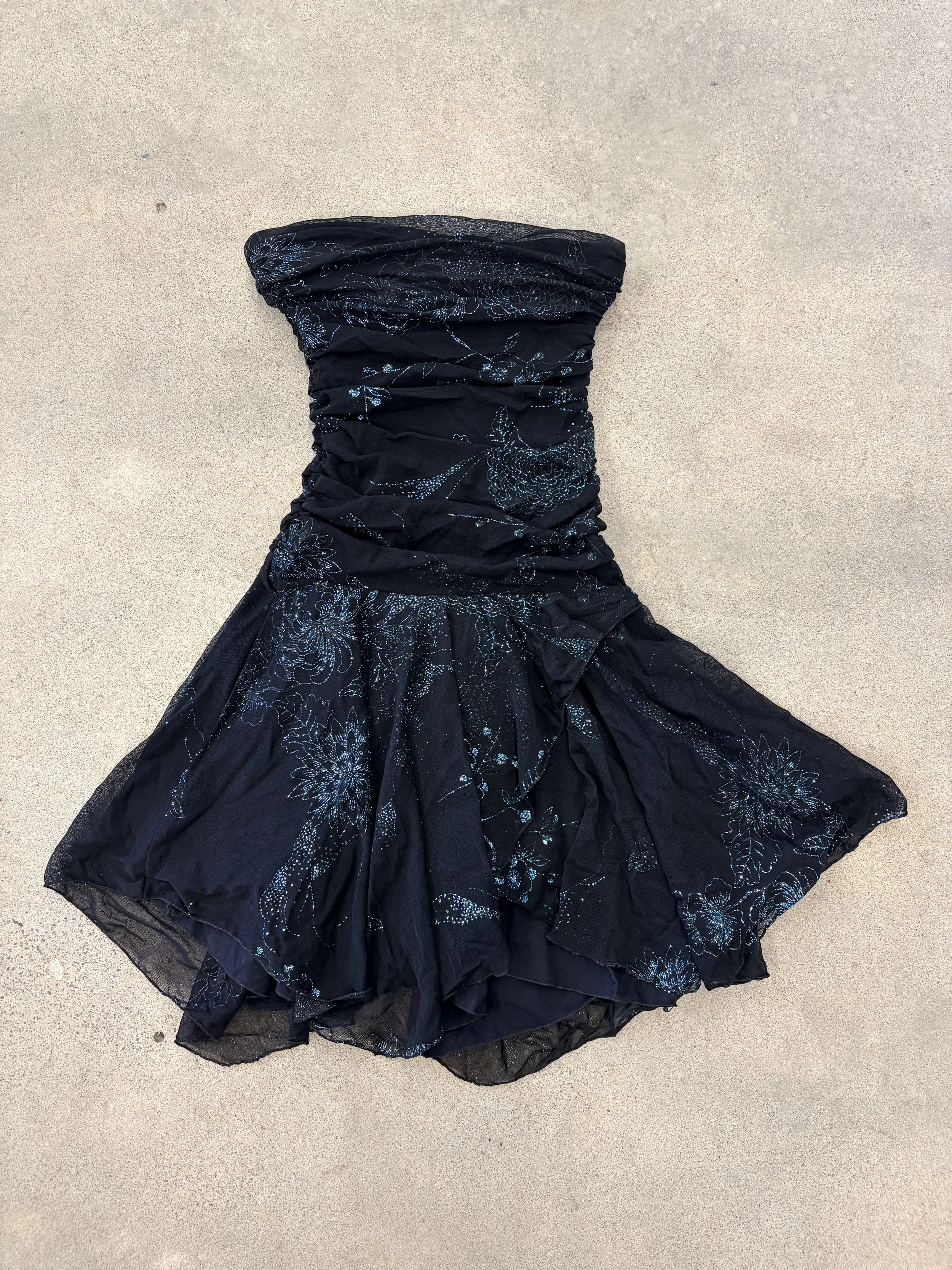 Jane Norman Glitter Mesh Ruched Dress