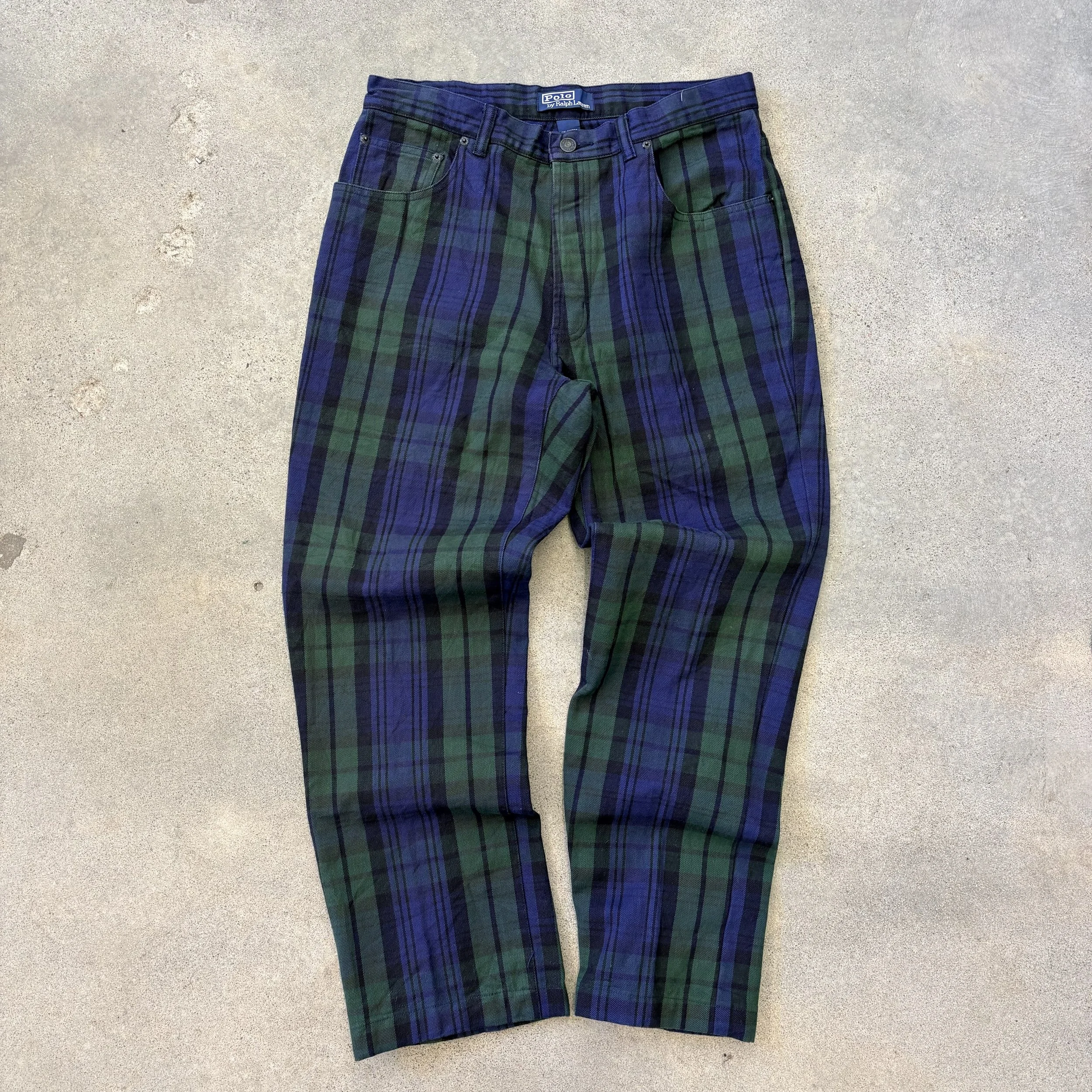 Vintage 90s Polo Ralph Lauren Black Watch Plaid Trousers