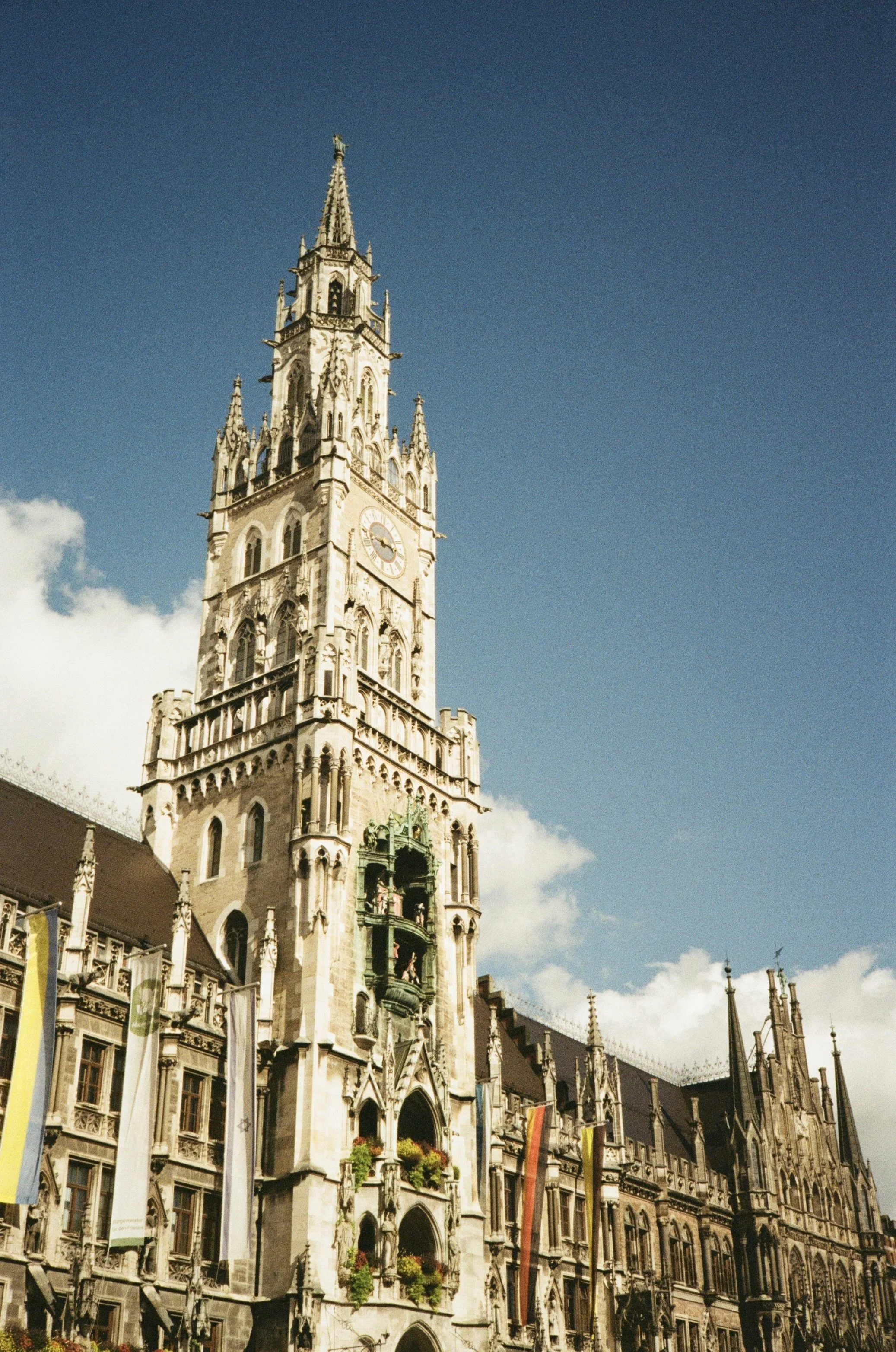 Neues Rathaus Gothic tower rising above Marienplatz, Munich