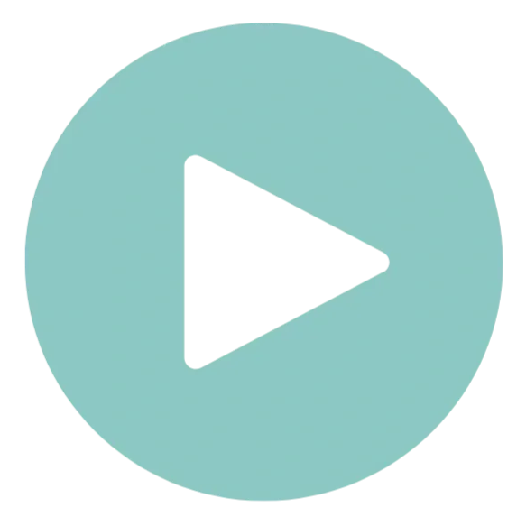 A large teal circular play button with a black play icon in the center.
