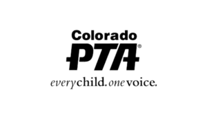 Logo of Colorado PTSA with the slogan 'every child. one voice.'
