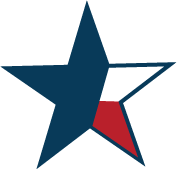 A stylized star logo with black, white, and red sections
