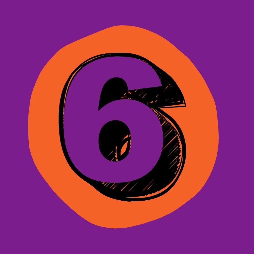 Number six in an orange circle