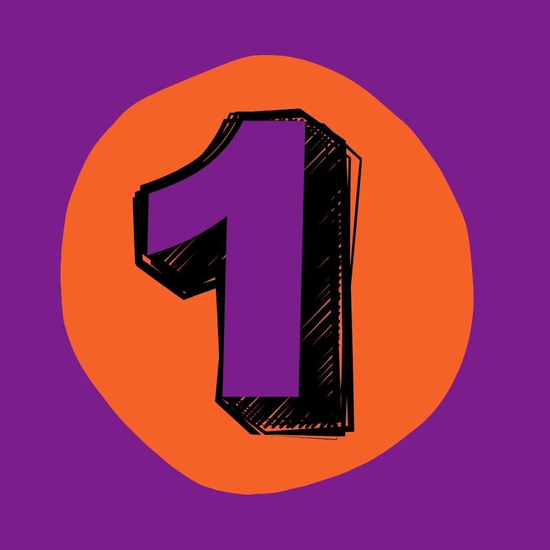 Number one in a orange circle