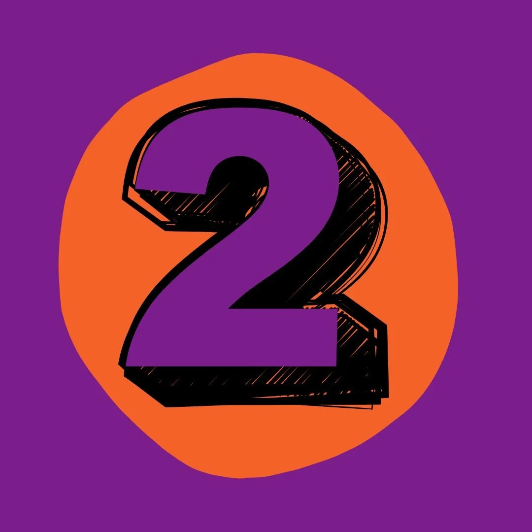 Number two in a orange circle