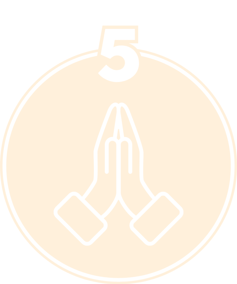 Number five countdown circle with hands in prayer position