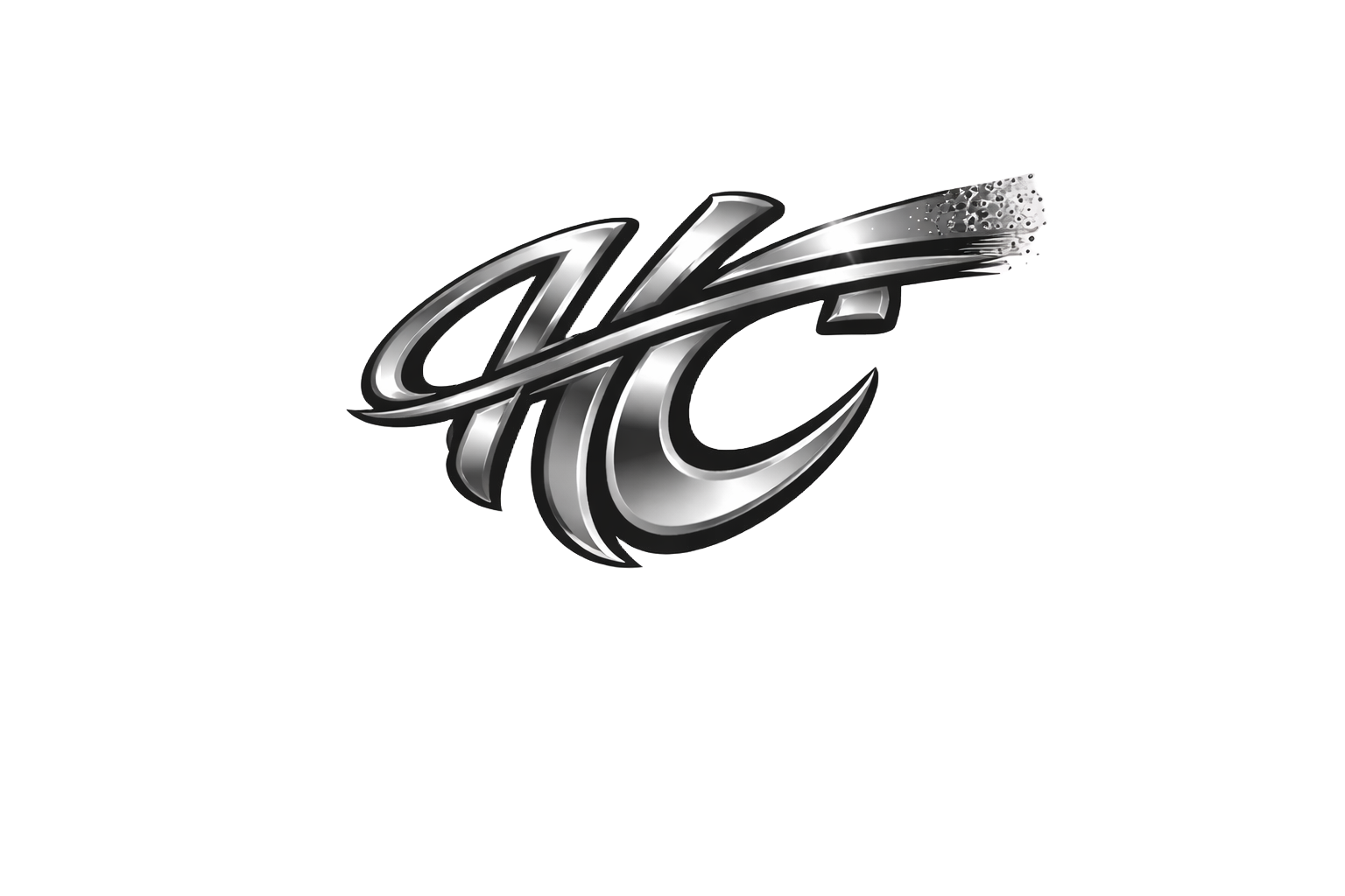 A metallic graffiti-style logo with stylized overlapping letters, including a prominent 'C' and 'H' in a shiny silver finish, with decorative elements like drip effects and a sharp, dynamic design.
