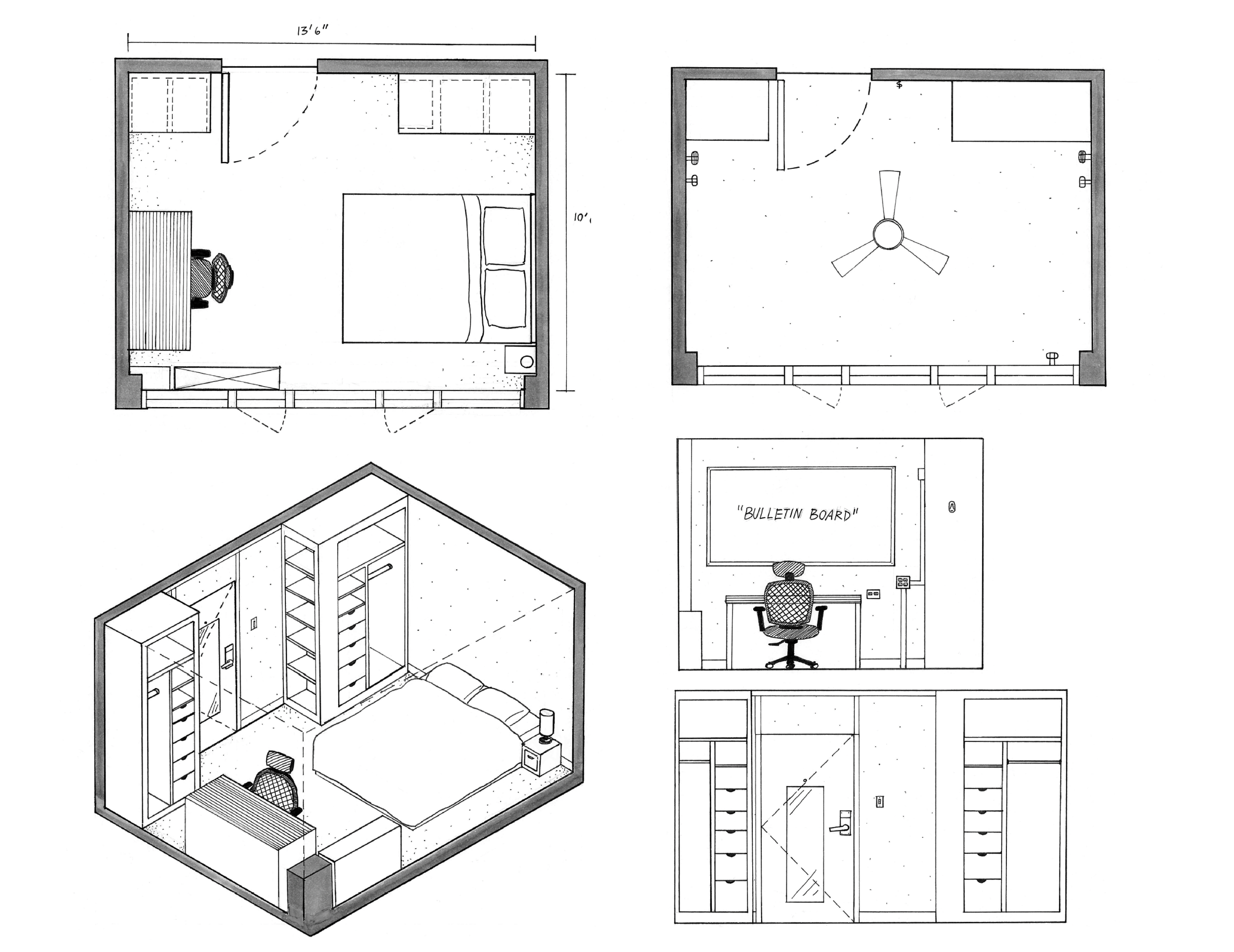 Reimagined Dorm Room (Hand Draft)