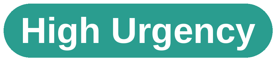 Green call-out with white text reading 'High Urgency'.