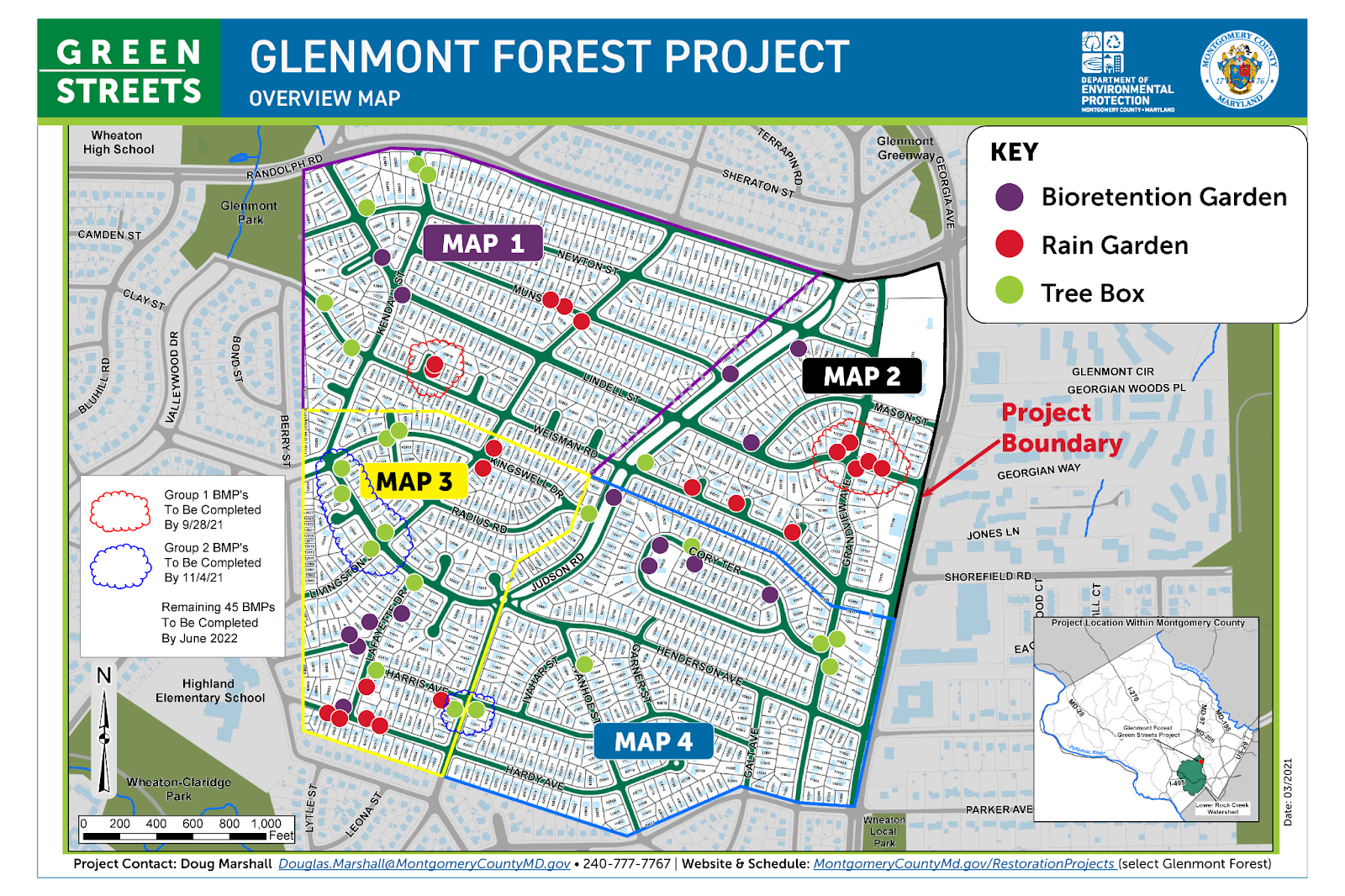 Read more about the Glenmont Forest Green Streets plans,  including information on construction and project design,  on the Maryland DEP website.