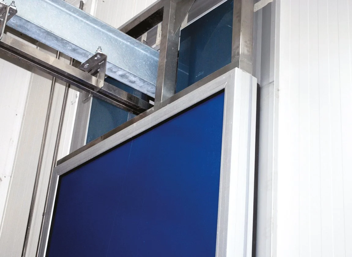 Hygienic Blue Panel Door for Meat Processing Facilities - Teknotes Group